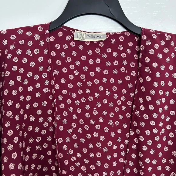 Callie Mac Kimono Burgandy Size Large - Picture 2 of 6